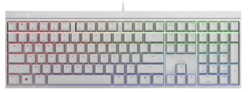 Cherry Xtrfy MX 2.0S Full Size Gaming Wired Mechanical Keyboard (White) - MX2A Blue Switches